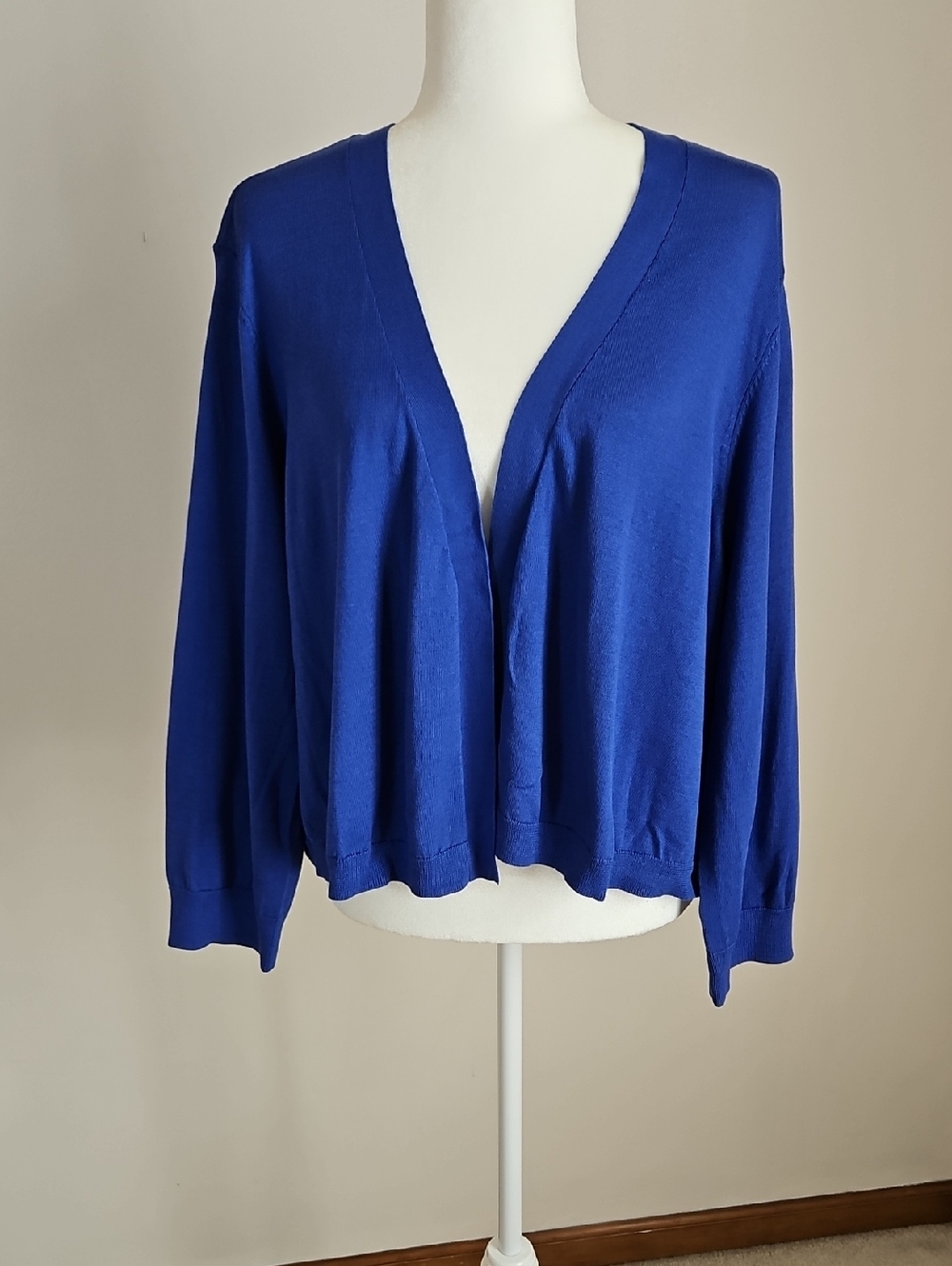 Talbots 3X Open Cropped Cardigan Blue Preppy Layering Lightweight